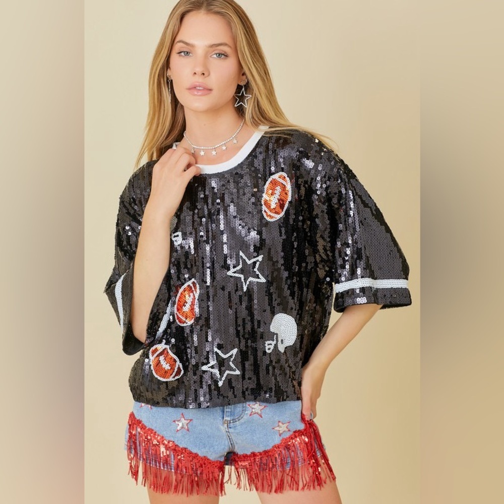Football Game Day Sequin Top